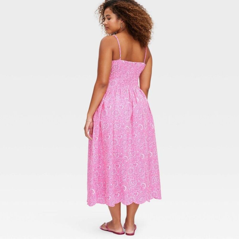 Roller Rabbit - Women's Paisley Floral Drop Waist Midi A-Line Dres Pink - Picture 2 of 4